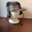 Hill Hats - Charcoal Check Flap Cap (L)