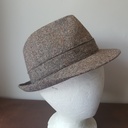 Vintage Herringbone Tweed Trilby - Hills Hats NZ (59cm)