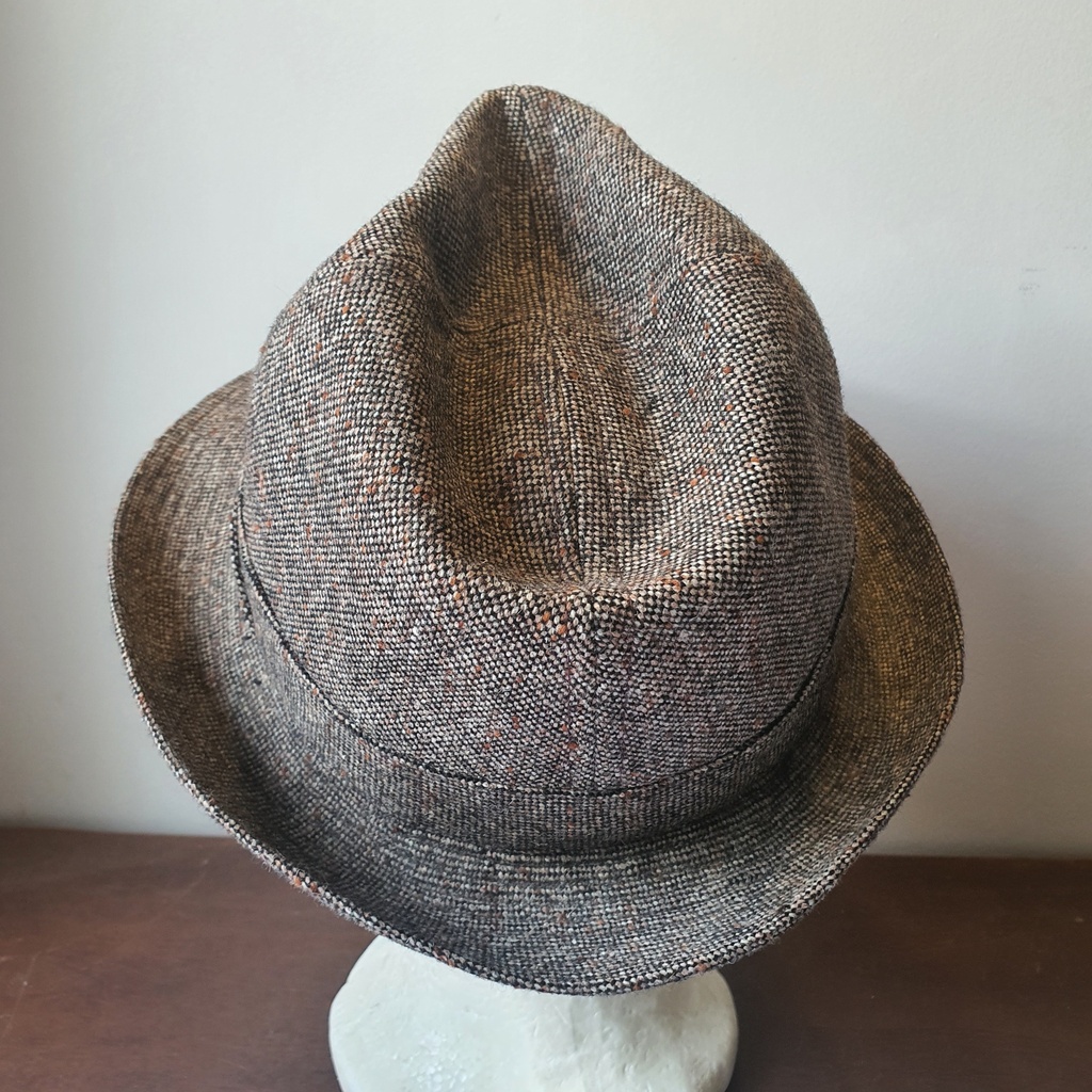 Vintage Herringbone Tweed Trilby - Hills Hats NZ (59cm)