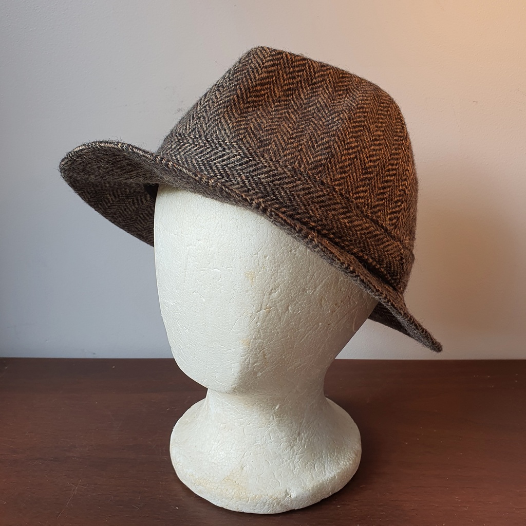 [HC05] Preloved Mens Hat - Vintage Tweed Trilby 59cm
