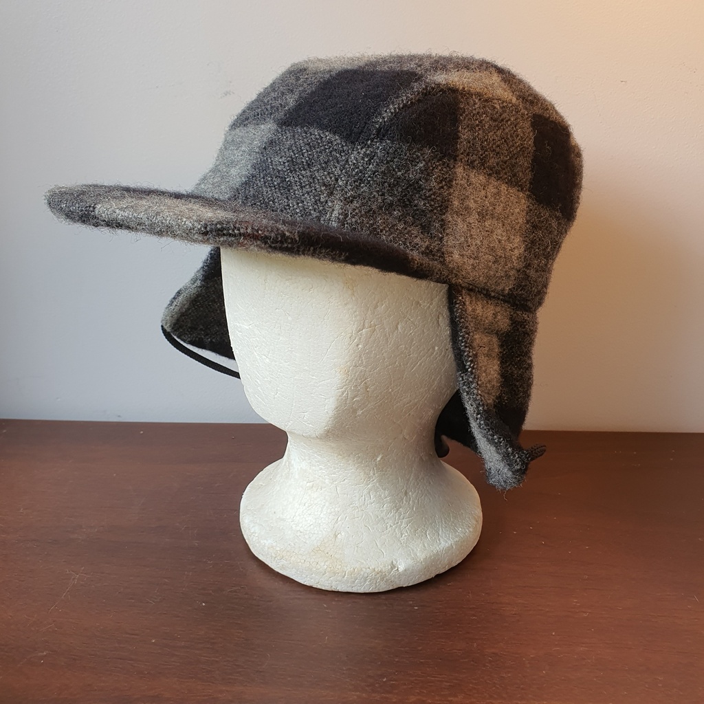 [HC02] Preloved Mens Hat - Charcoal Check Cap by Hills Hats NZ
