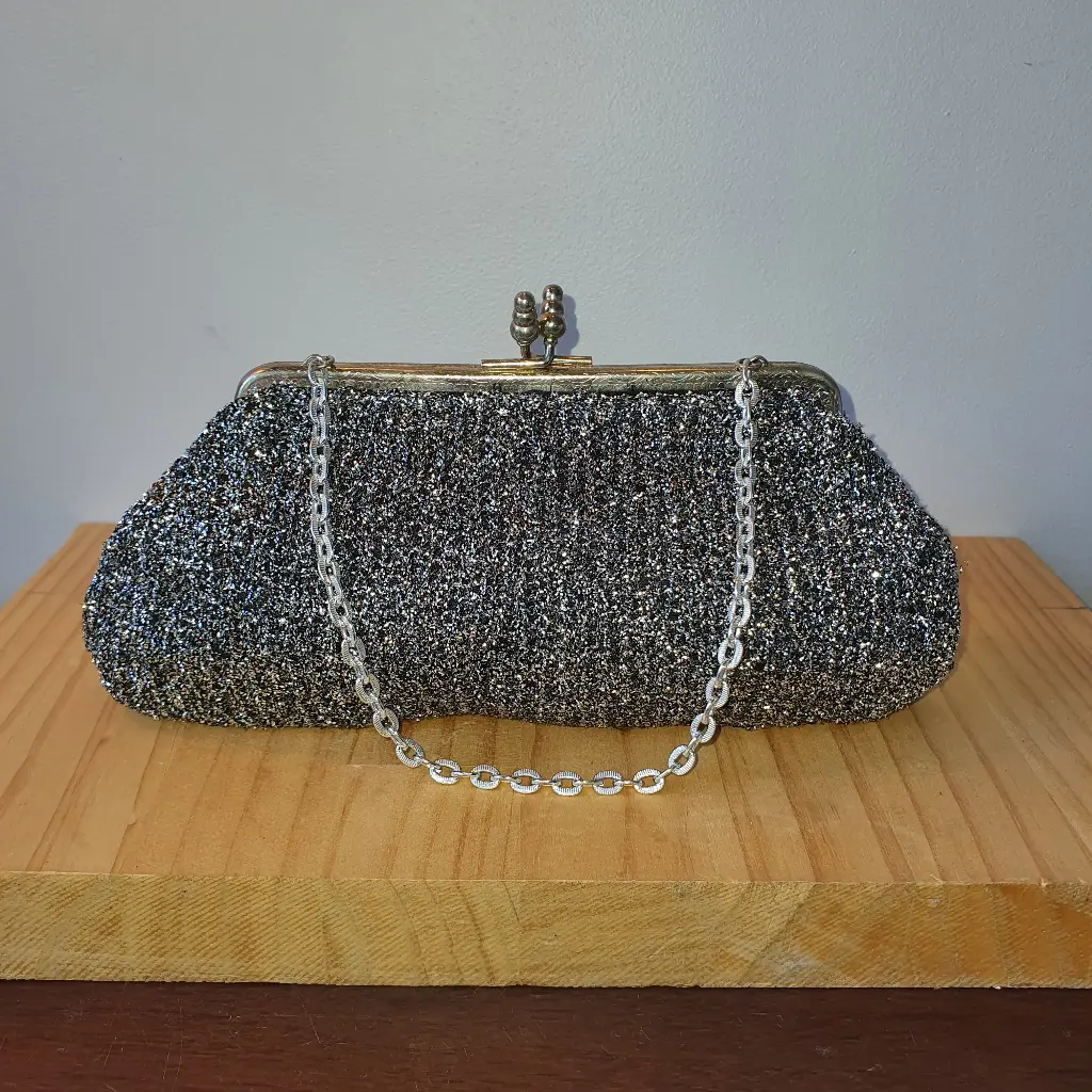 [BAG04] Preloved Purse - Silver Sparkley Clutch