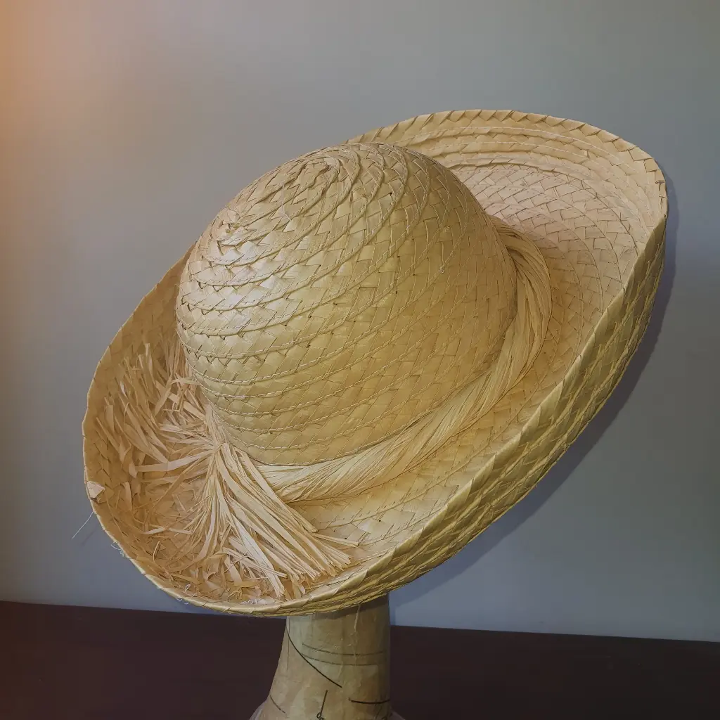 [HC08] Preloved Womens Hat - Straw Hat with Upturned Brim