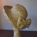 Preloved Womens Hat - Straw Hat with Straw Bow