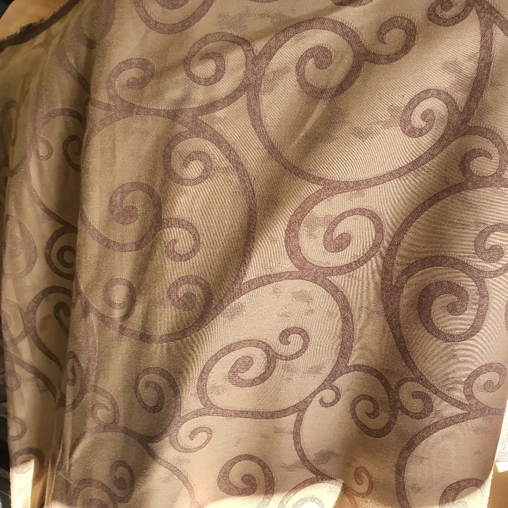 Curtain Fabric 2 Tone Brown Filigree per Meter (Roll#03)