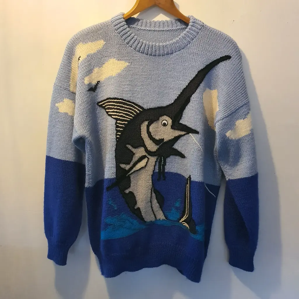 Preloved Mens Knit Top - Marlin Fish