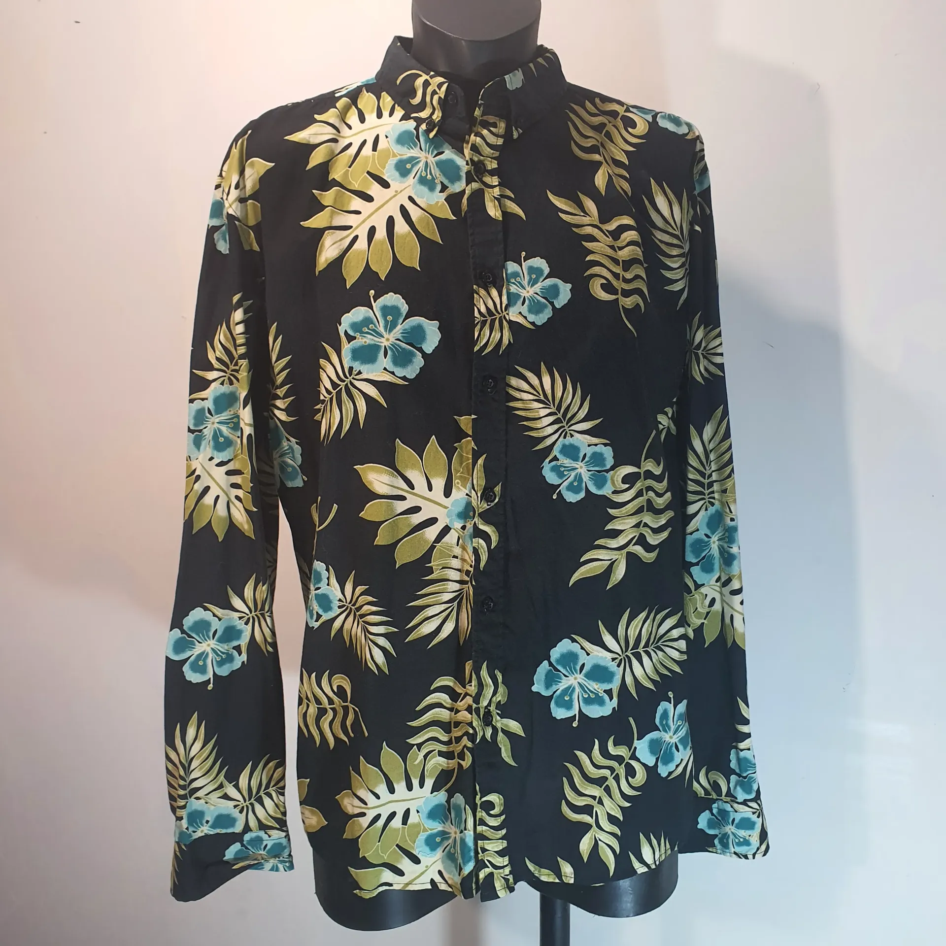 [MSL01] Preloved Mens Shirt L/S - Botanical Print size 3XL