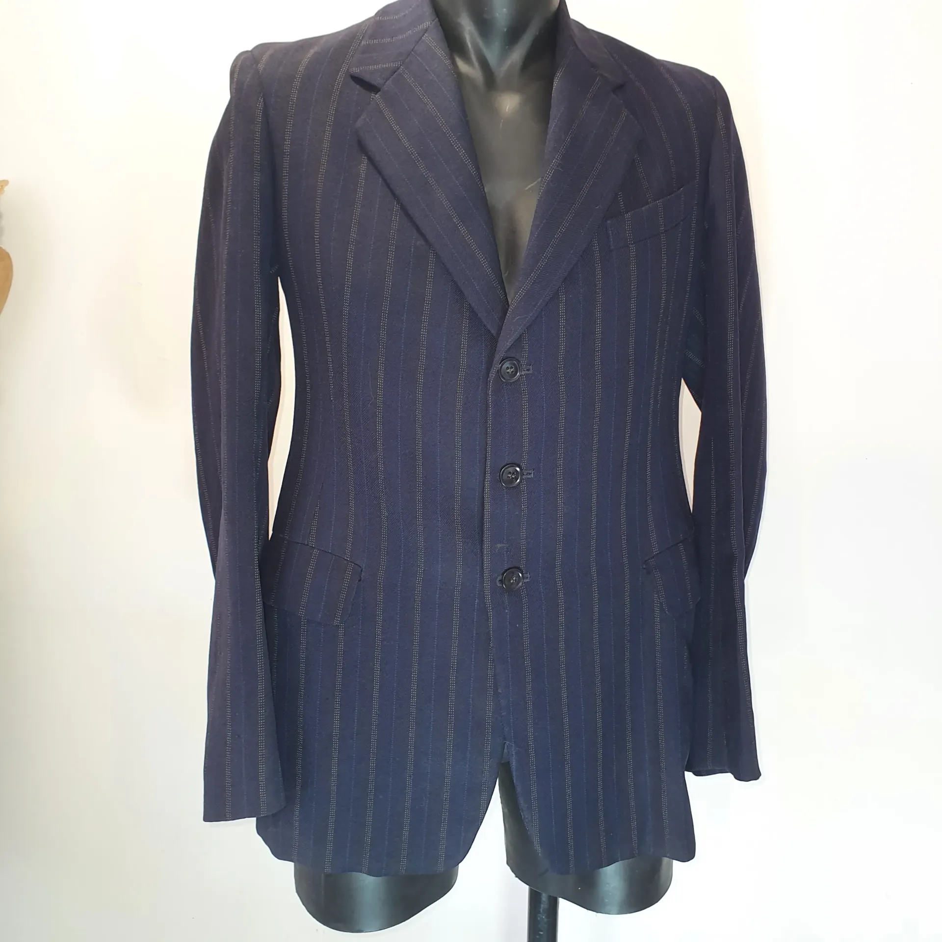 Preloved Mens Jacket - Vintage Slimfit Navy 88cm/34in (Small)