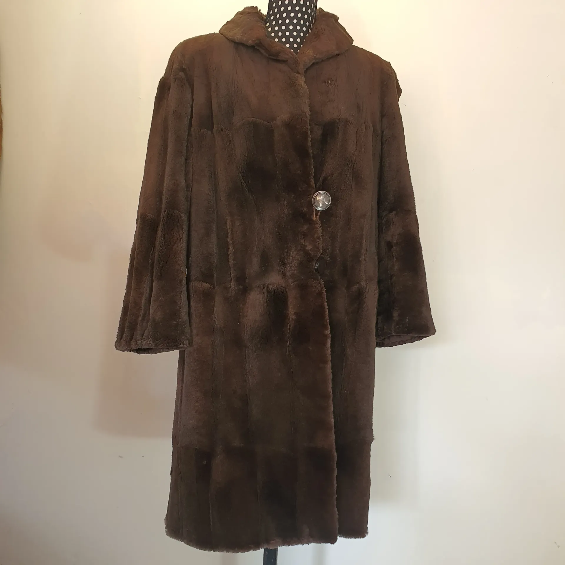 Preloved Womens Coat - Vintage Fur Chocolate Brown