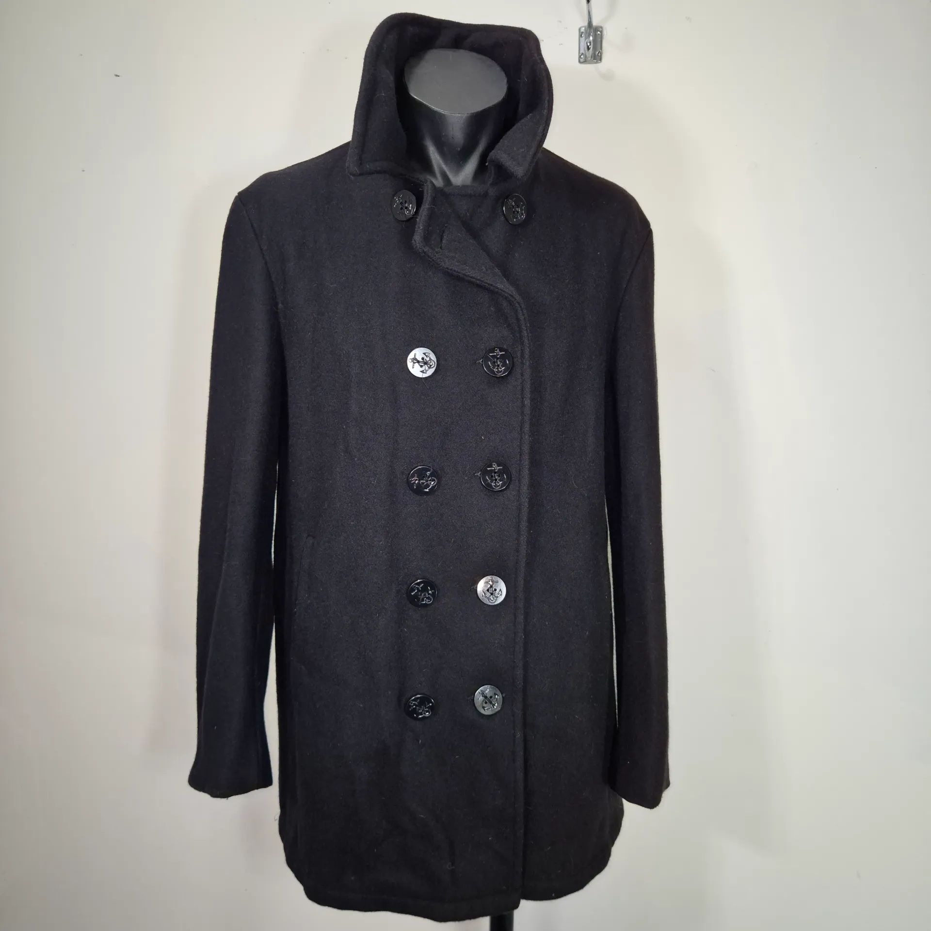 [MJC12] Preloved Mens Jacket - Black Pea Coat 44 Long (120cm)