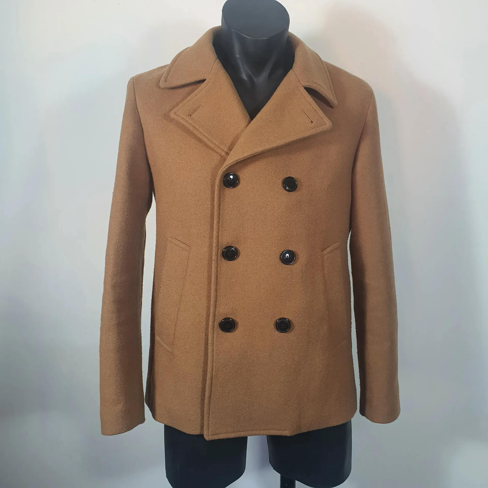 [MJC14] Preloved Mens Jacket #14 Camel Tan Pea Coat