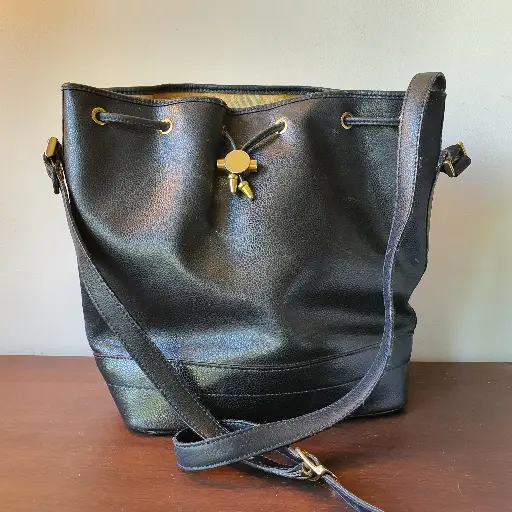 [BAG003] Dark French Navy Leather Shoulder Bag