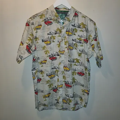 [PLMS03] Preloved Mens Shirt S/S - Vintage Car Slim Fit size S