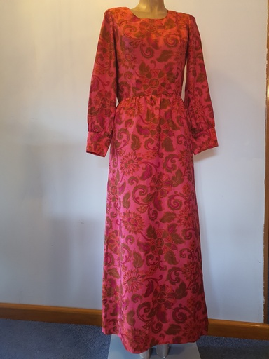 [WDS003] Womens Vintage Melon Silk Dress size 12